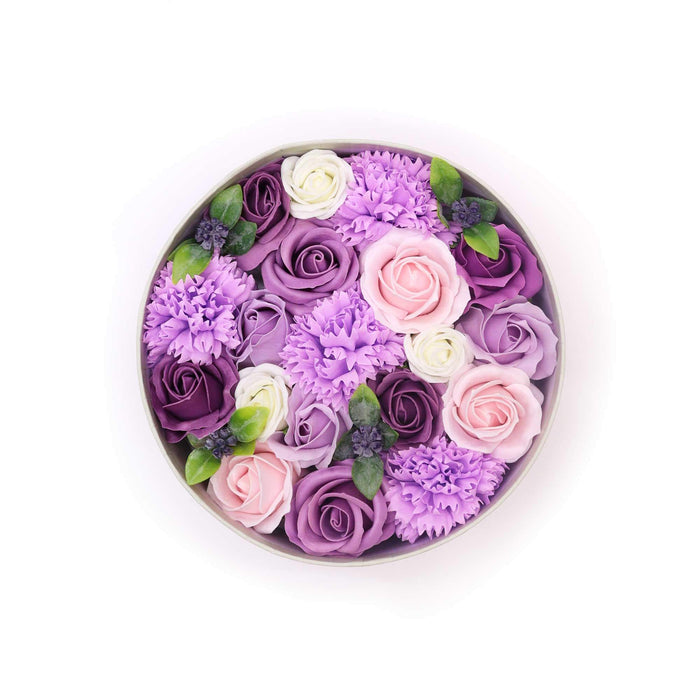 Round Soap Flower Gift Box - Lavender Rose & Carnation