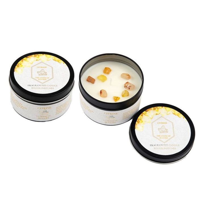 Summer Garden Tin Candle with Yellow Citrine Crystals