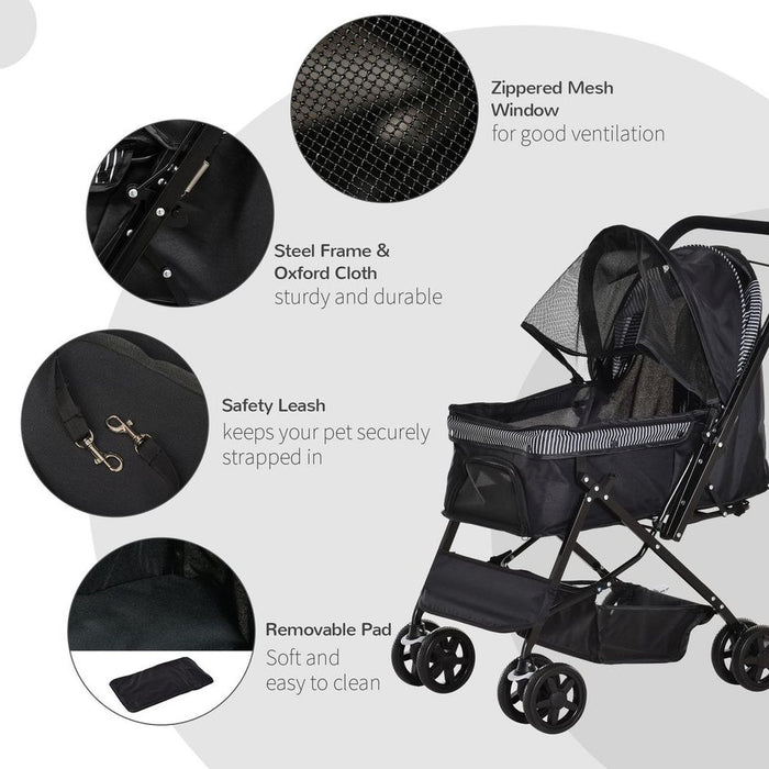 Foldable Dog Stroller - Black