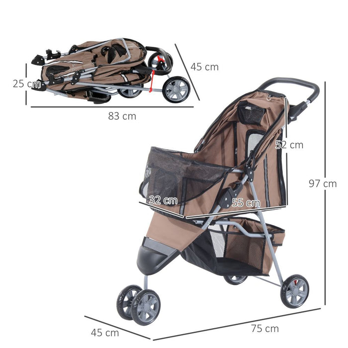 Pawhut Pet Stroller/Pushchair Carrier - Brown