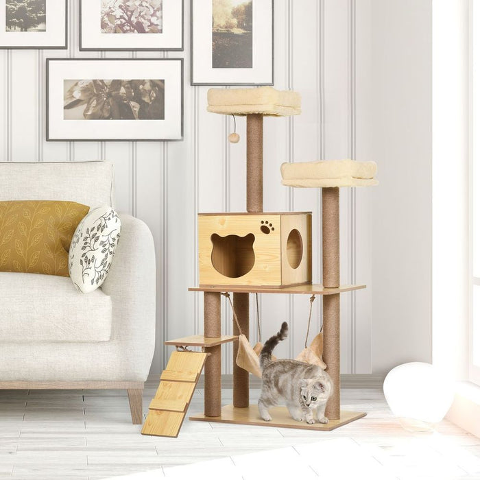 Multi Level Plush Cat Tree for Indoor Cats - 130cm