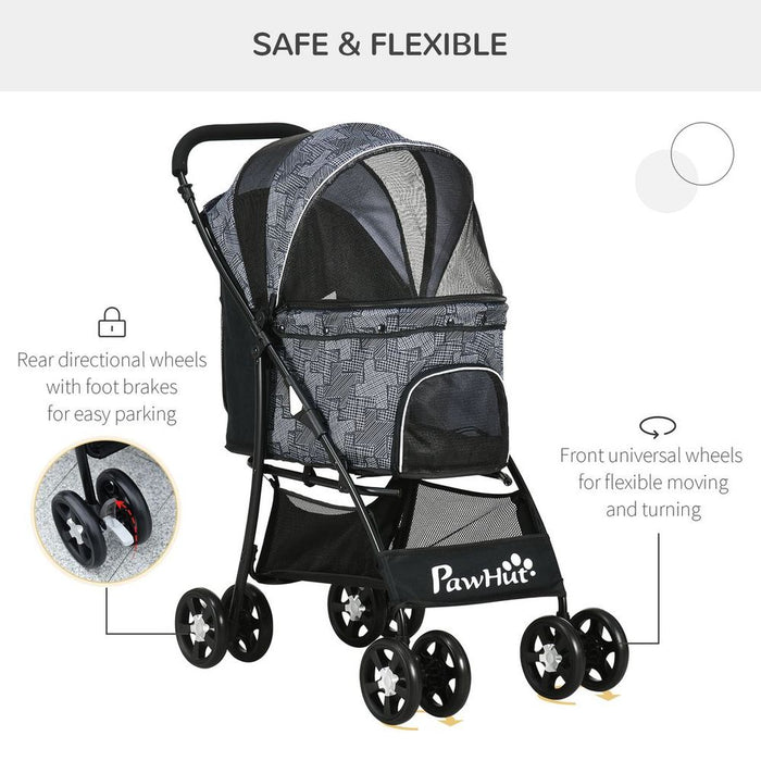 PawHut Foldable Dog Stroller - Grey