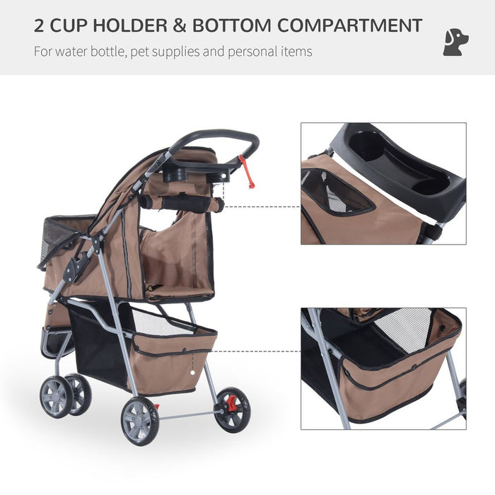 Pawhut Pet Stroller/Pushchair Carrier - Brown