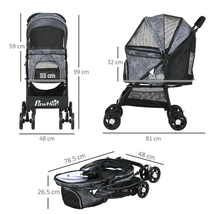 PawHut Foldable Dog Stroller - Grey