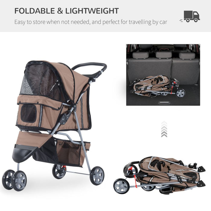 Pawhut Pet Stroller/Pushchair Carrier - Brown