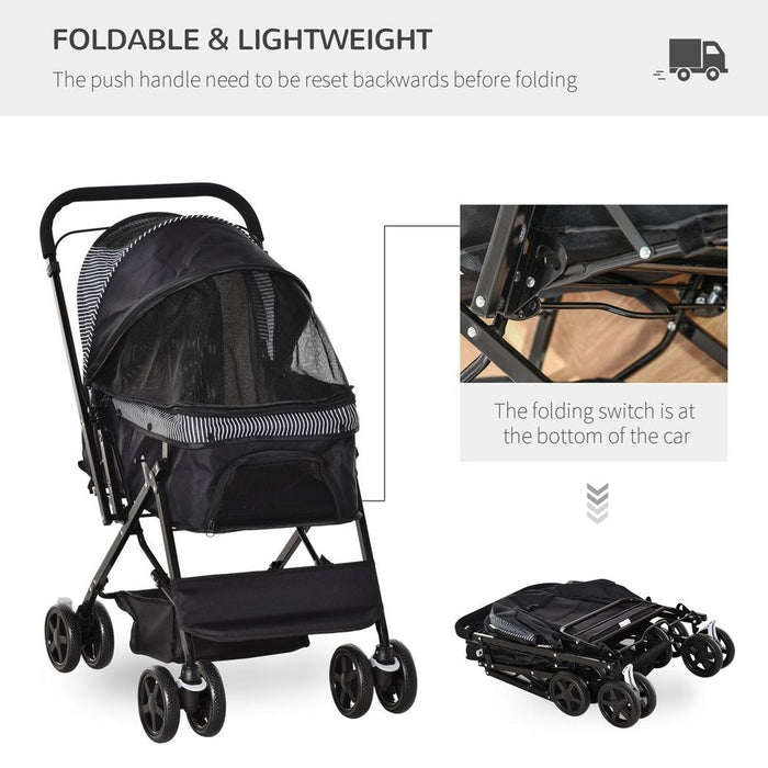 Foldable Dog Stroller - Black