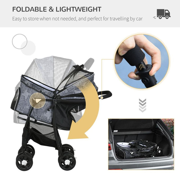 PawHut Foldable Dog Stroller - Grey