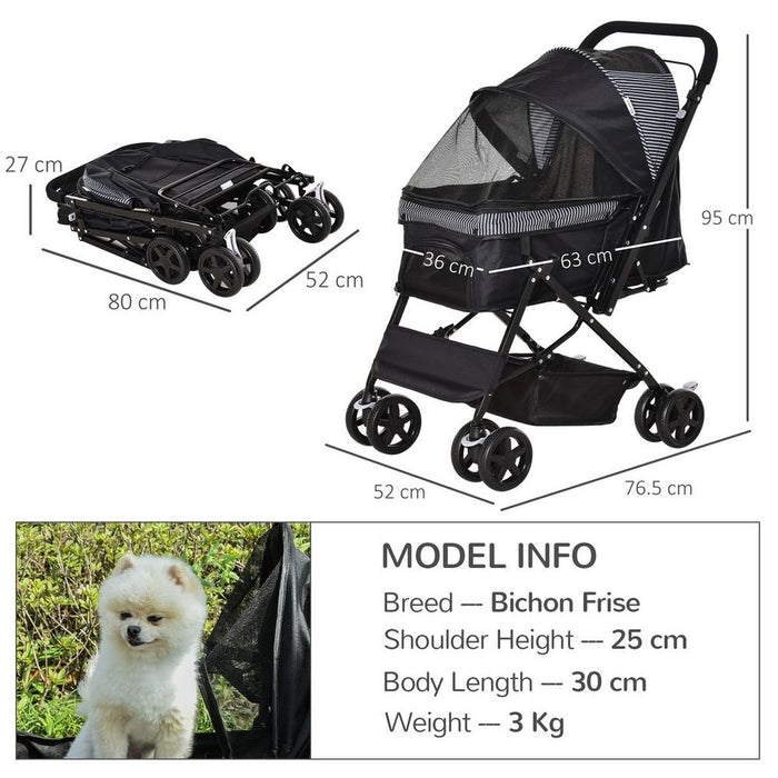 Foldable Dog Stroller - Black