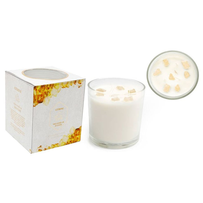 Summer Garden Candle with Yellow Citrine Crystals