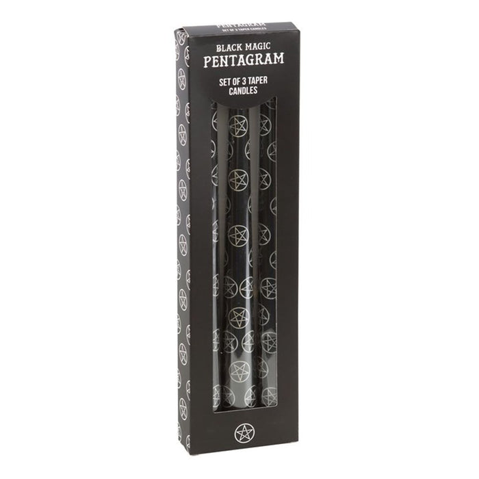 Black Magic Pentagram Taper Candles -Set of 3