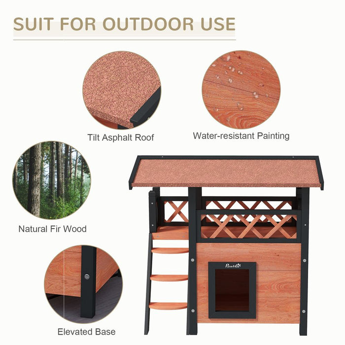 PawHut Outdoor Cat House - Brown