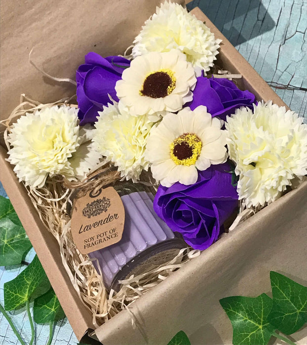 Soap Flowers & Fragranced Candle Gift Box - The Present Picker