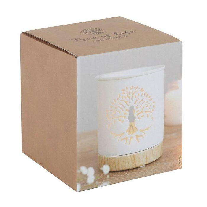 White Tree of Life Cut Out Ceramic Oil Burner - The Present Picker