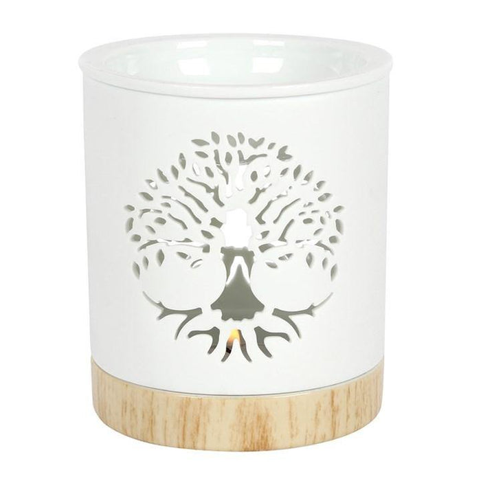 White Tree of Life Cut Out Ceramic Oil Burner - The Present Picker