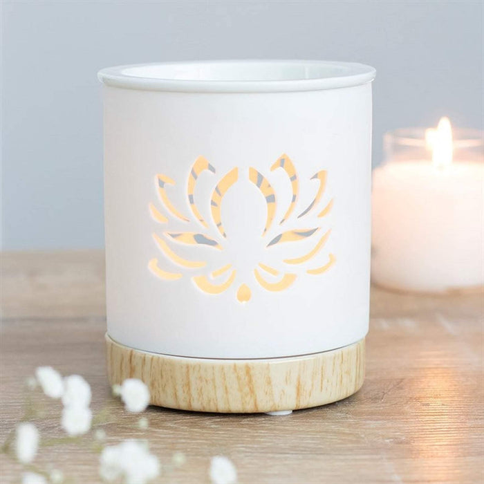 White Lotus Flower Cut Out Oil Burner - The Present Picker