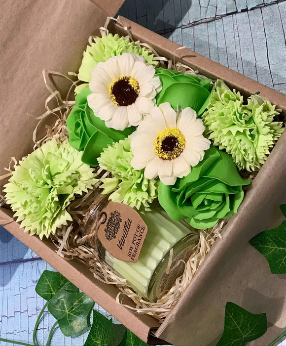 Soap Flowers & Fragranced Candle Gift Box - The Present Picker