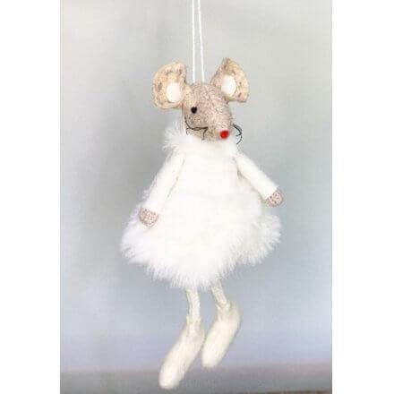 Hanging Mouse Decoration with Furry Tutu - The Present Picker