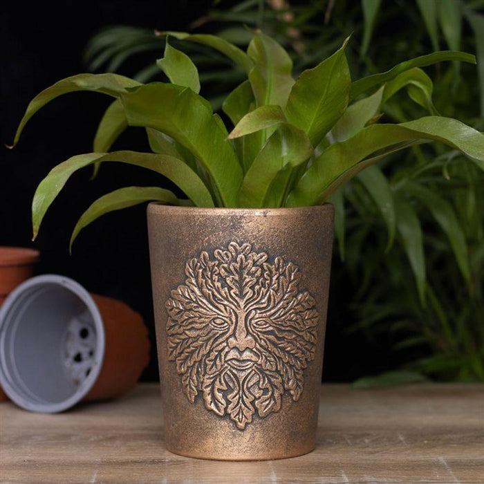 Green Man Bronze Terracotta Plant Pot by Lisa Parker - The Present Picker
